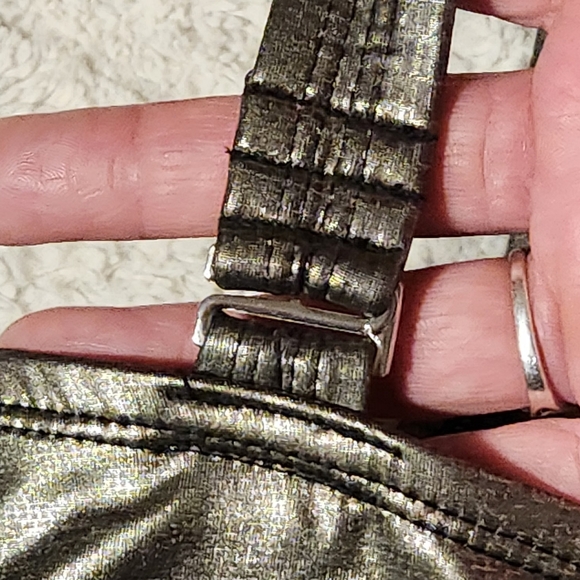 VTG Baby Phat 3X Bikini Set Pewter Snakeskin Metallic Babydoll Top Y2K Plus Size - Picture 13 of 16